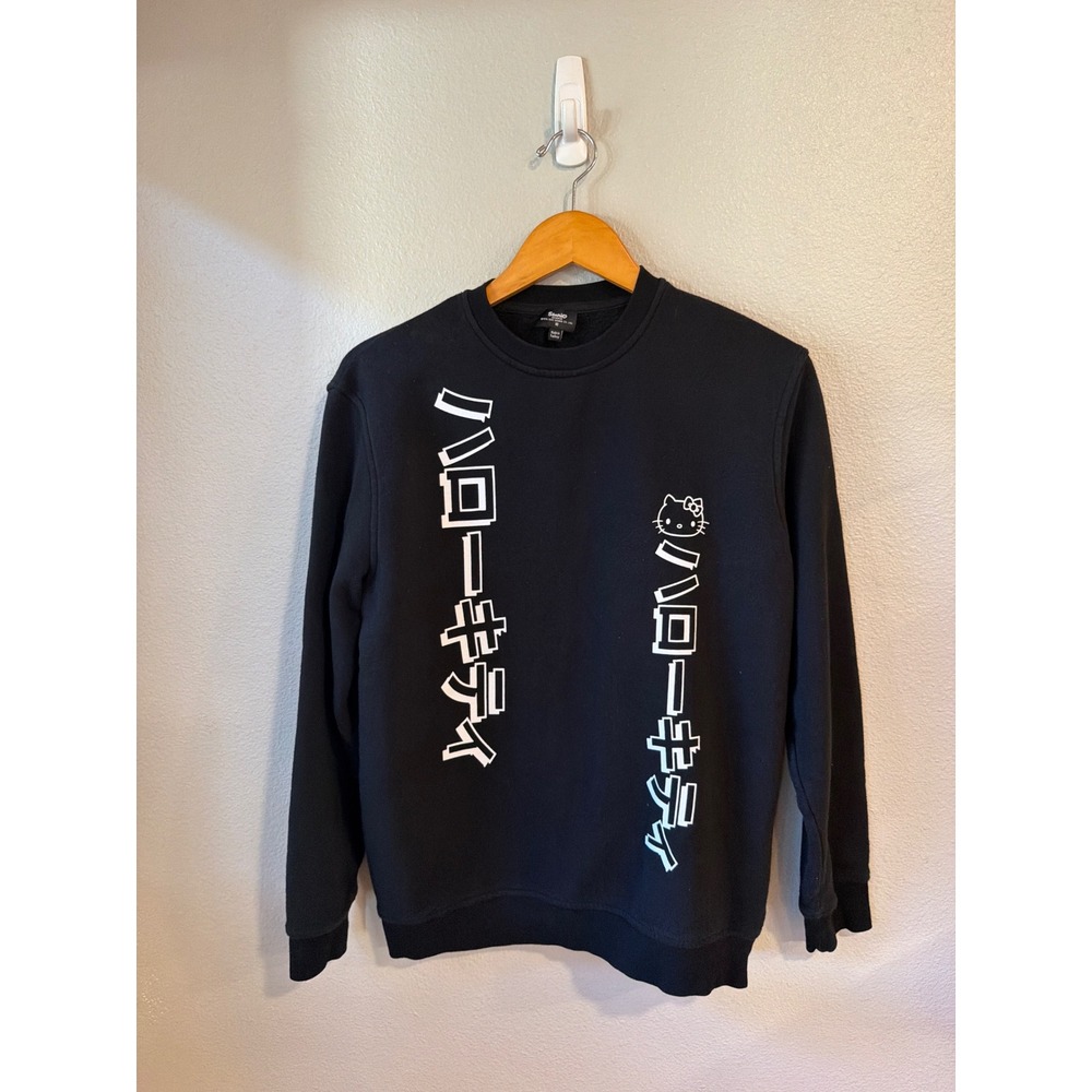 New Girl Order Hello Kitty Sweatshirt Womens 6 Black Japanese Katakana Graphic